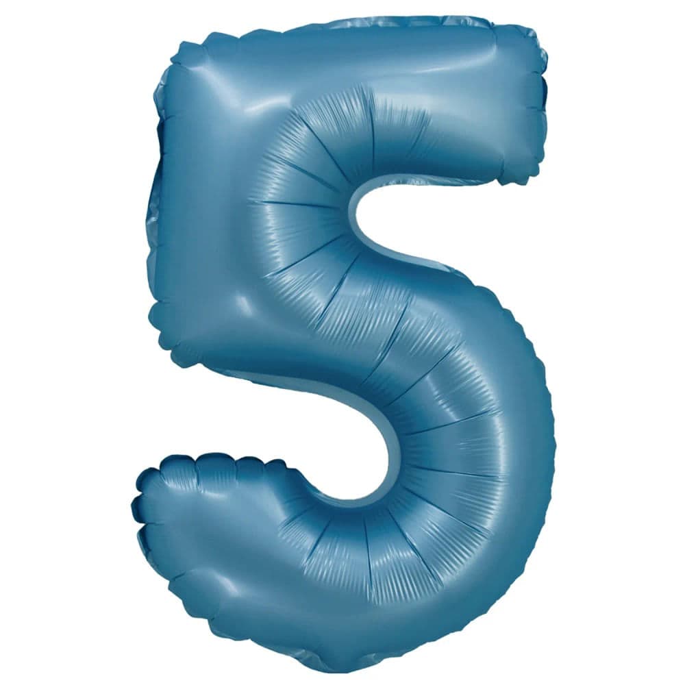 Balão Cromado Número 5 Azul 20cm - Silver Plastic