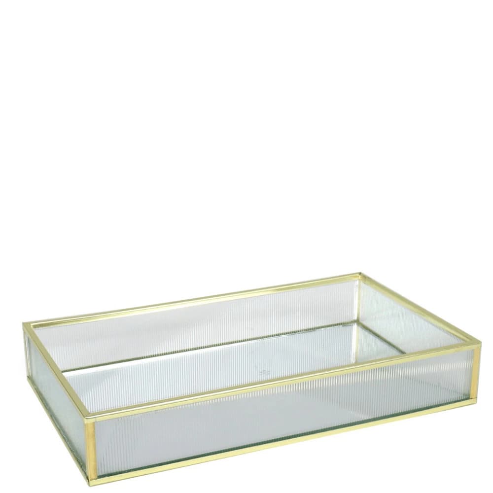 Bandeja de Vidro Higge Gold 25x15cm