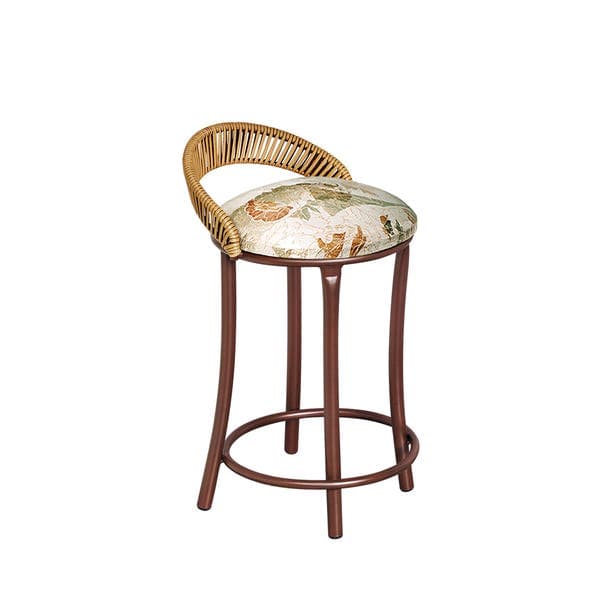 Banqueta Média em Metal 62cm Marrom Floral Shangai