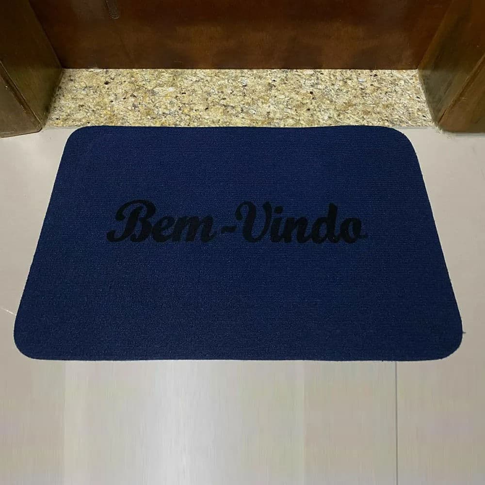 Capacho Bem Vindo 38x60cm Marinho - Comoditá