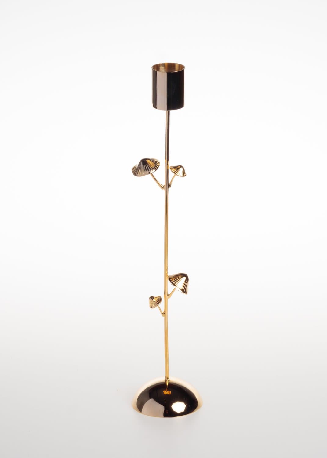 Castiçal Alto Cogumelos Sui Objetos Dourado