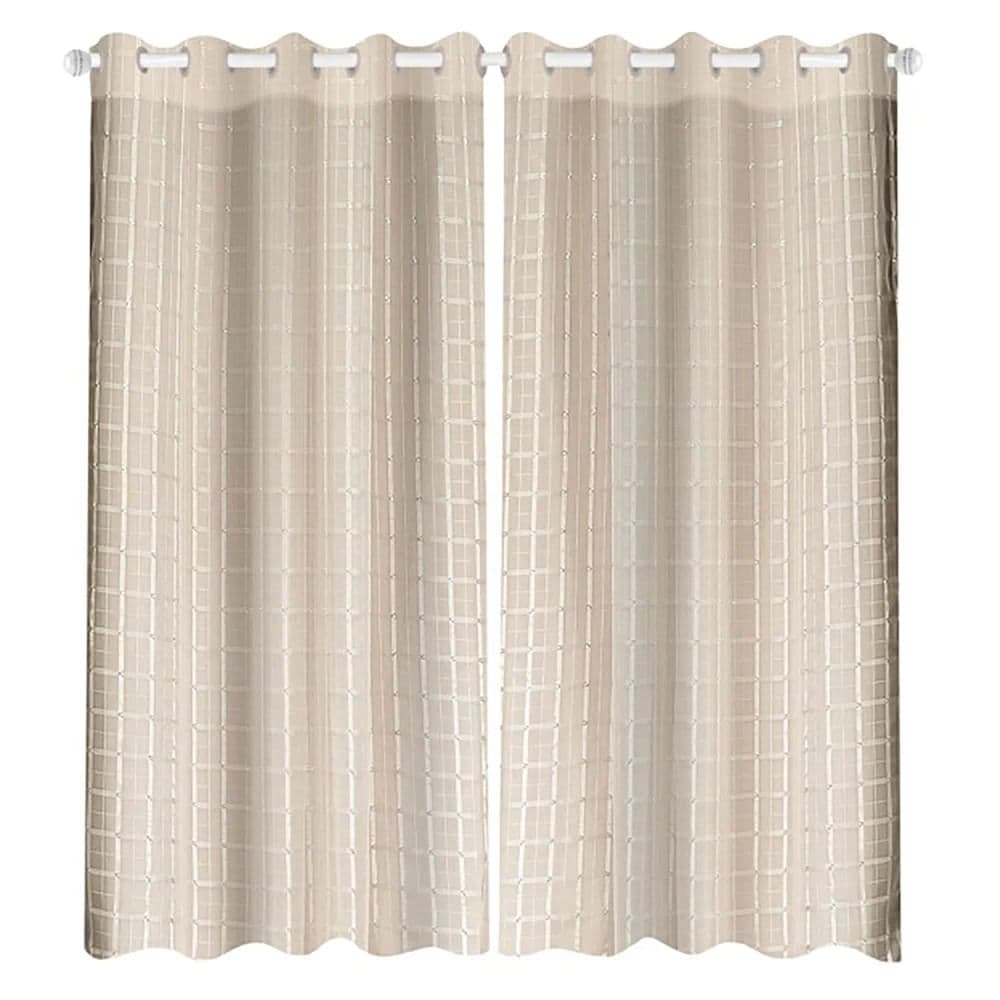 Cortina Blackout Lava Fácil Xadrez 2,7x2,4m Bege - Marka Textil