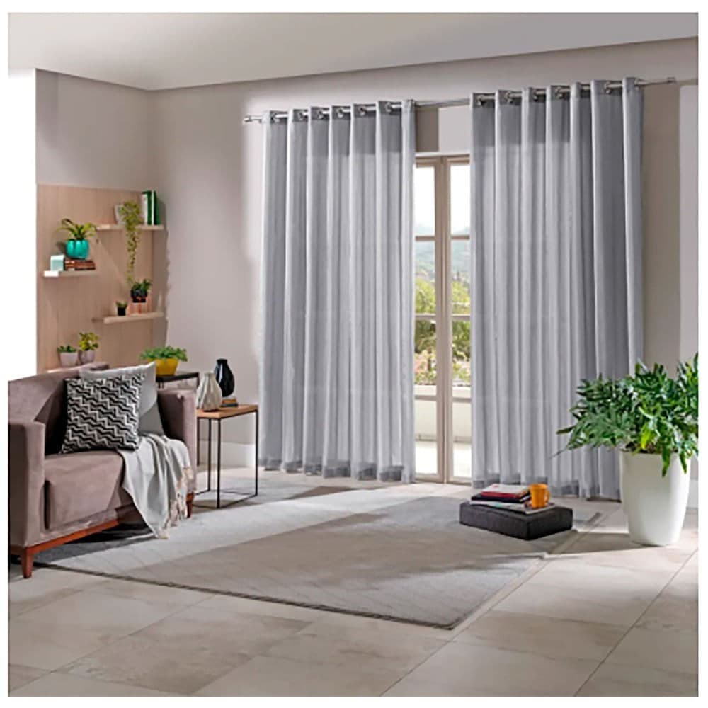 Cortina Duplex Partenon Cinza Escuro 3x1,7m- Bella Janela