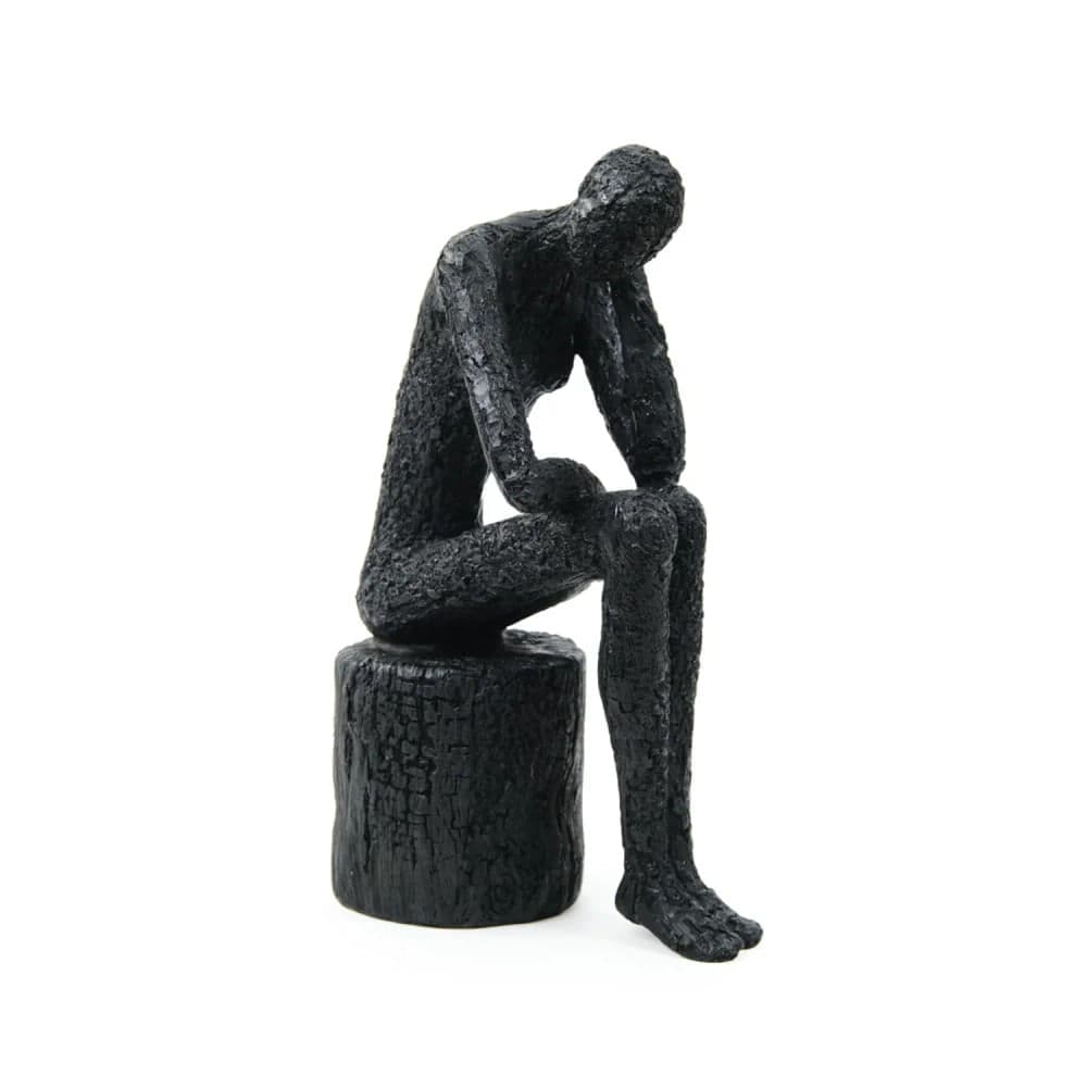 Escultura Pensador Resina Preto 22x14x14cm - Hub.me