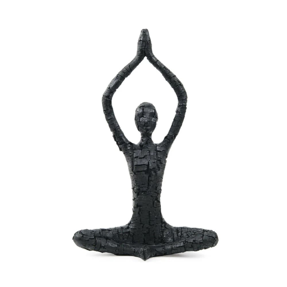 Escultura Yoga Resina Preto 36x23x10cm - Hub.me