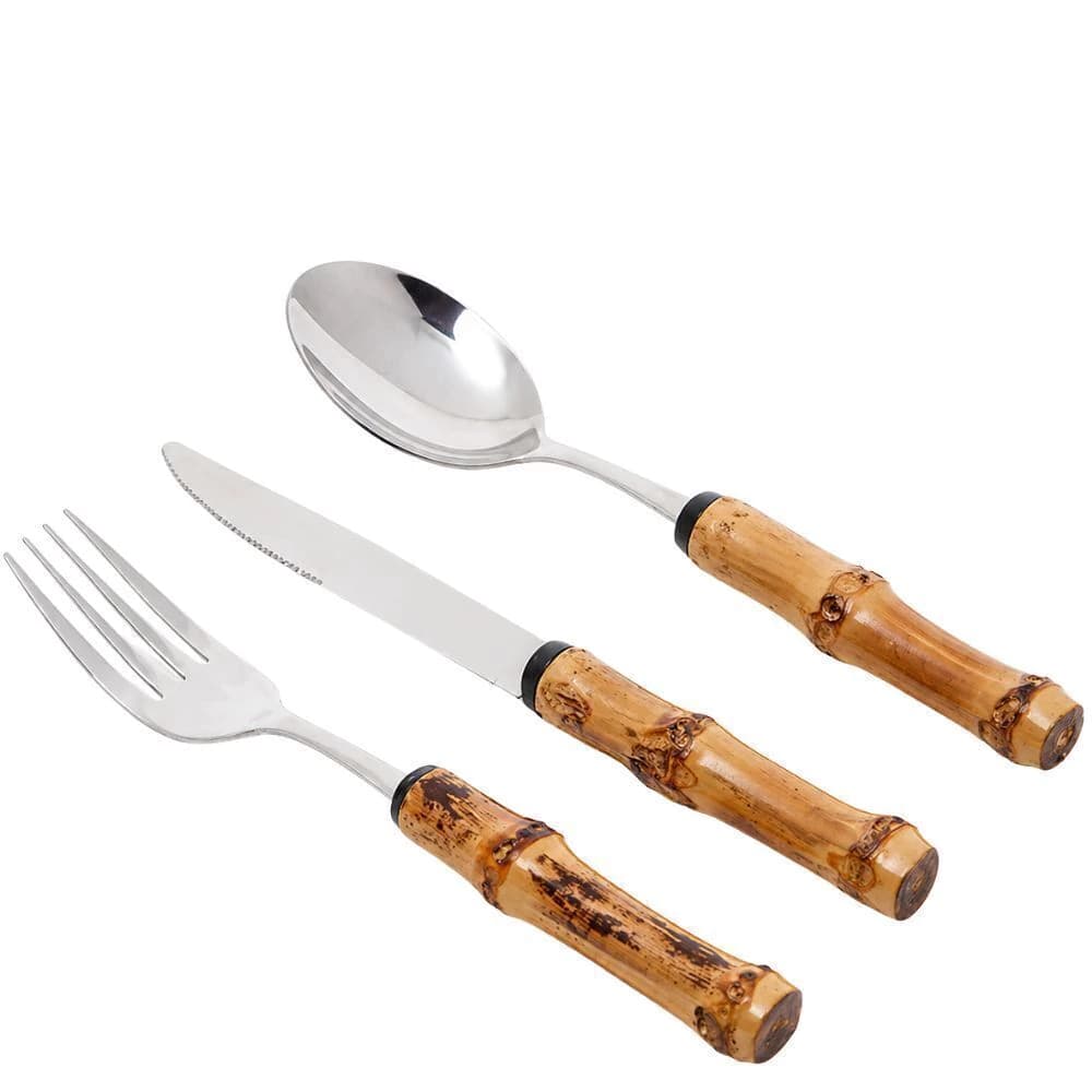 Faqueiro de Bambu e Aço Inox 18pçs
