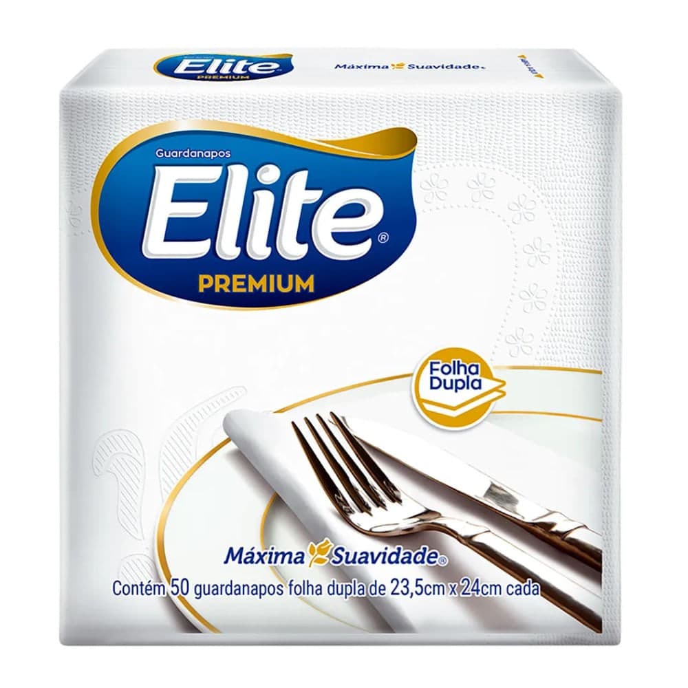 Guardanapo de Papel 22,3cm 50 Unidades Branco - Elite