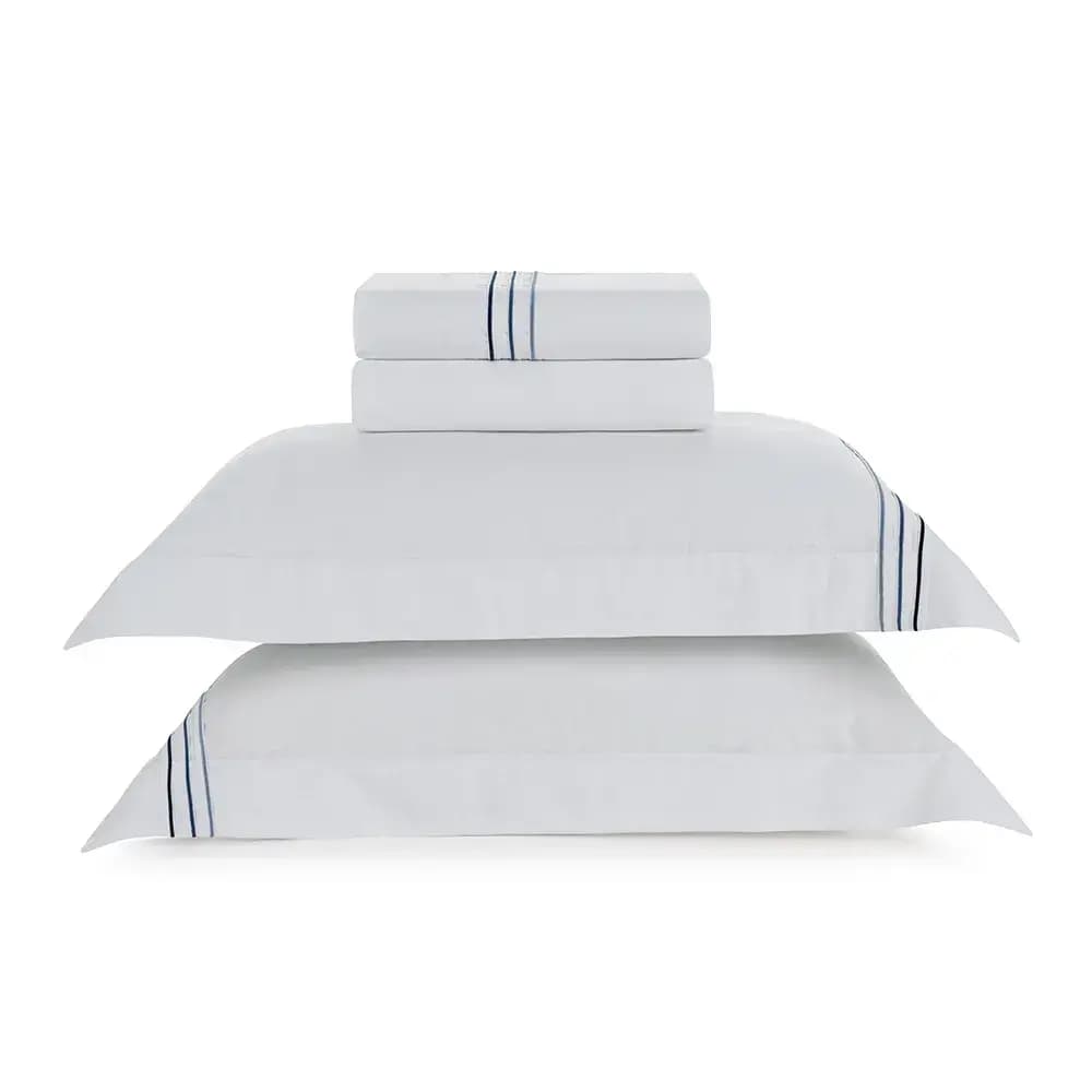 Jogo de Cama Queen Menfi 200 Fios Branco\/Azul Trussardi