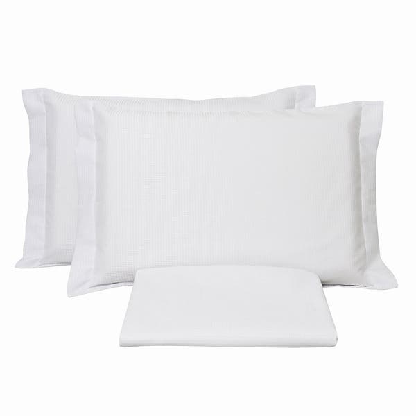 Kit Colcha Casal Plena Piquet Algodão Branco Beca Decor