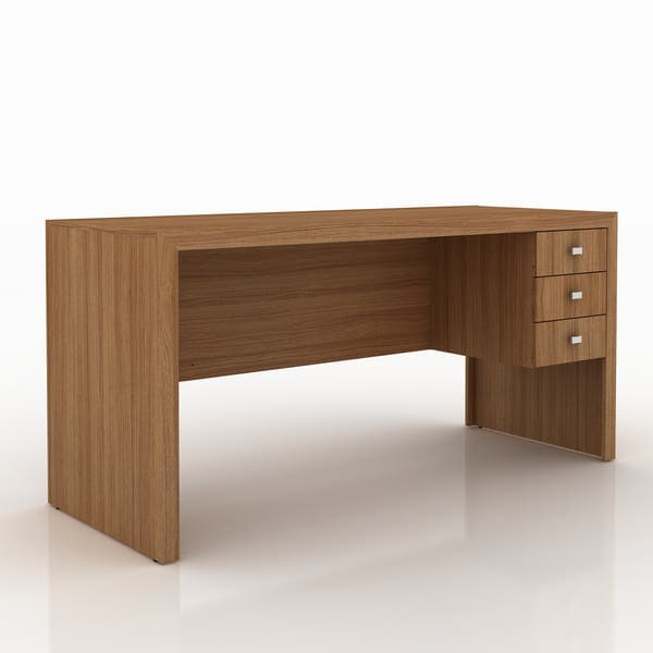 Mesa de Escritório 3 Gavetas Amêndoa Tecno Mobili