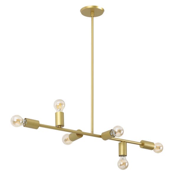 Pendente Linear 6 Lâmpadas Dourado Fosco E27 Pantoja & Carmona
