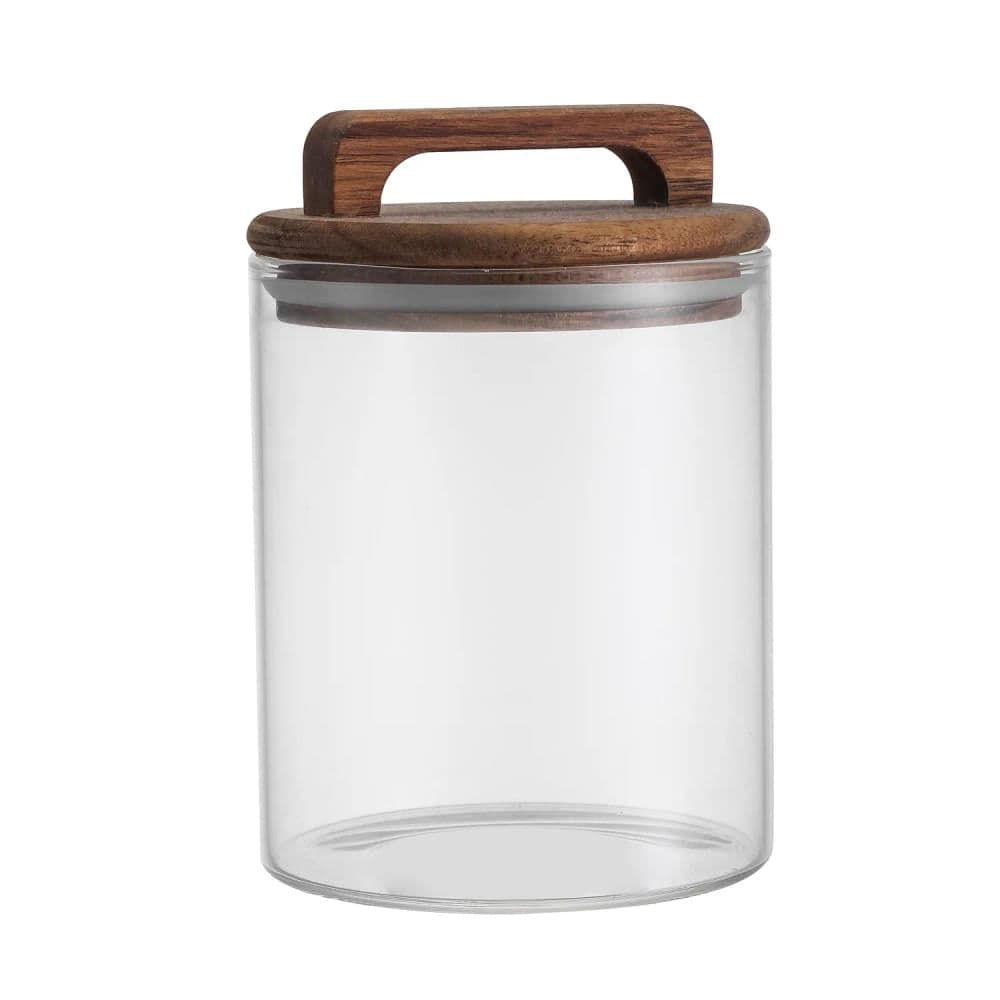 Pote de Vidro com Tampa De Acácia e Alça 650mL - Oikos