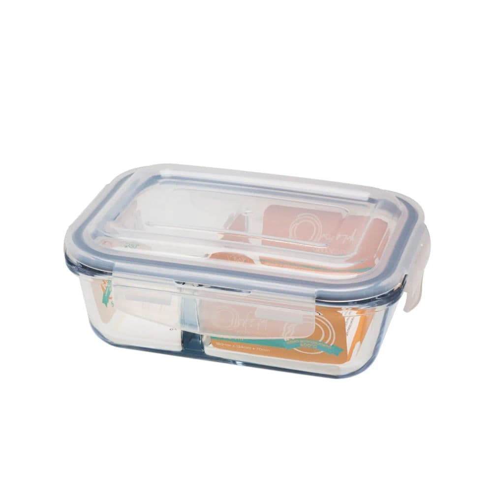 Pote Hermético Retangular com Divisória 580mL Chia - Oxford