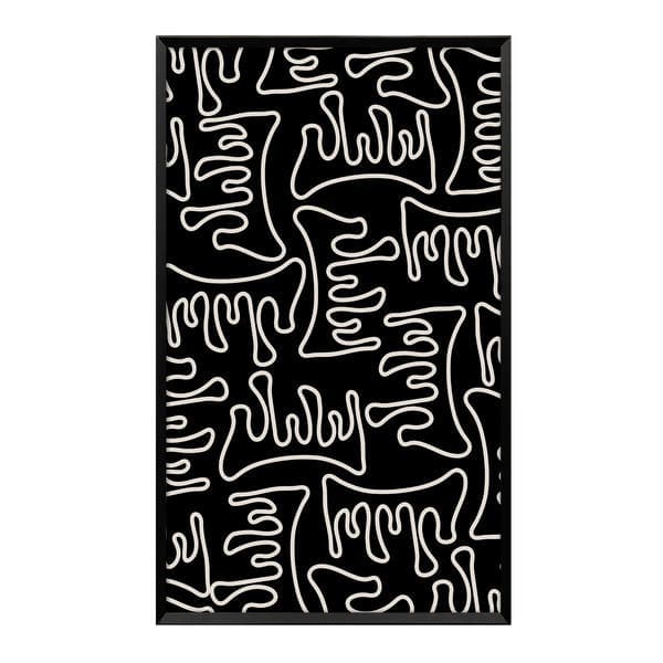 Quadro Linhas Abstratas Preto com Vidro 60x100cm Arte Própria