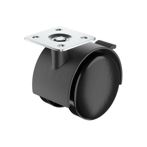 Rodízio de Plástico com Freio Preto 50mm até 40kg Standers