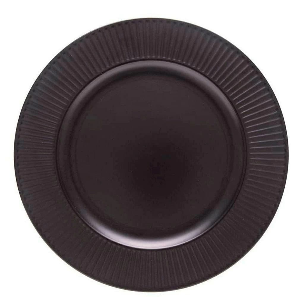 Sousplat Galles Radial Preto Fosco 33cm 6pçs