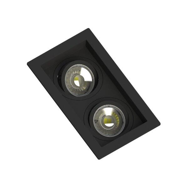 Spot Embutir Retangular 2 Lâmpadas MR11 Save Energy Preto