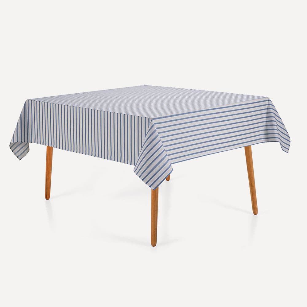 Toalha de Mesa Quadrada 8 Lugares Zaira Branco/Azul