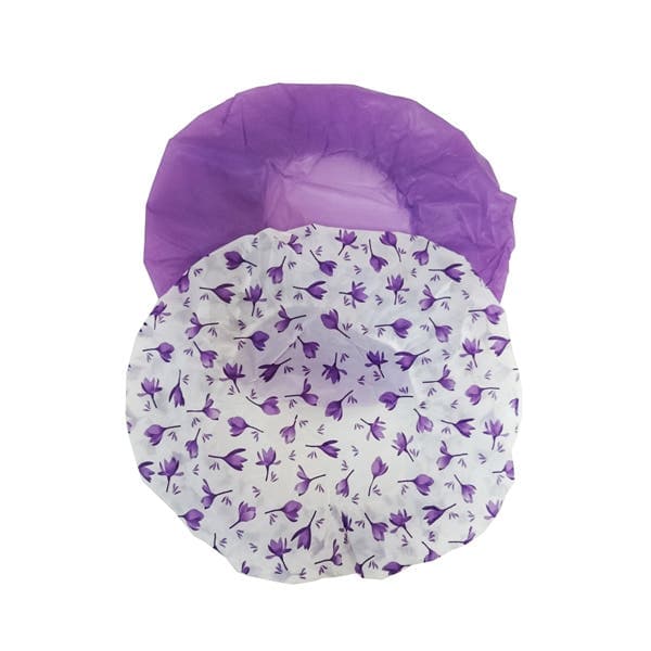 Touca de Banho Plástico Roxo e Branca