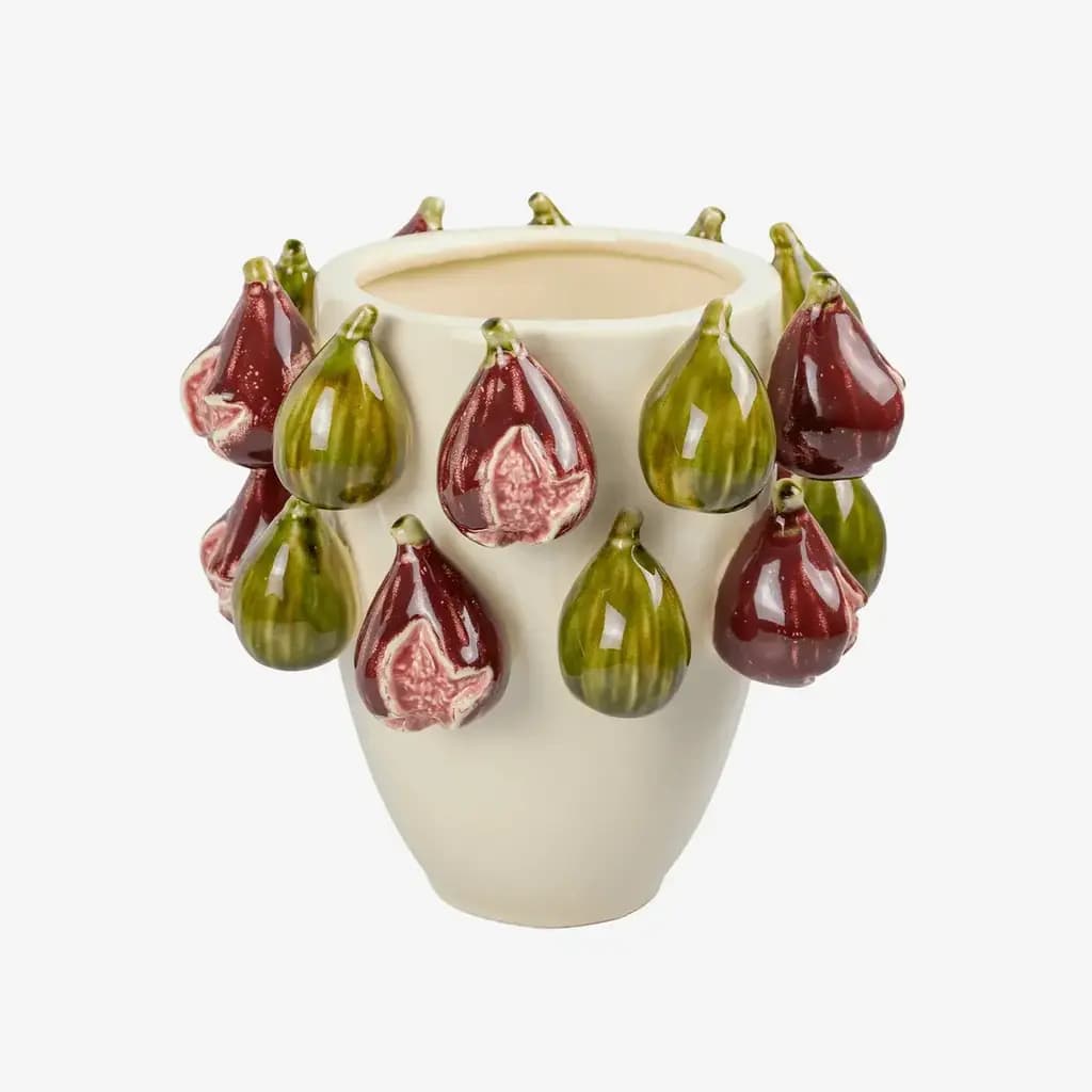 Vaso em Cerâmica Figos Creme 27x26cm — Única