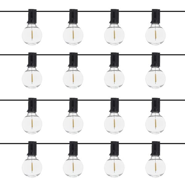 Cordão de Luz Preto Elétrico 16 Lâmpadas LED G40 Filamento 0,5W 8,3m 127V (110V) Inspire