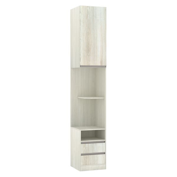Guarda-Roupa Módulo Mesa Cabeceira Direita Legno Crema com 1 Porta de Abrir 2 Gavetas MDP 236x40,3x45cm Prime Luciane