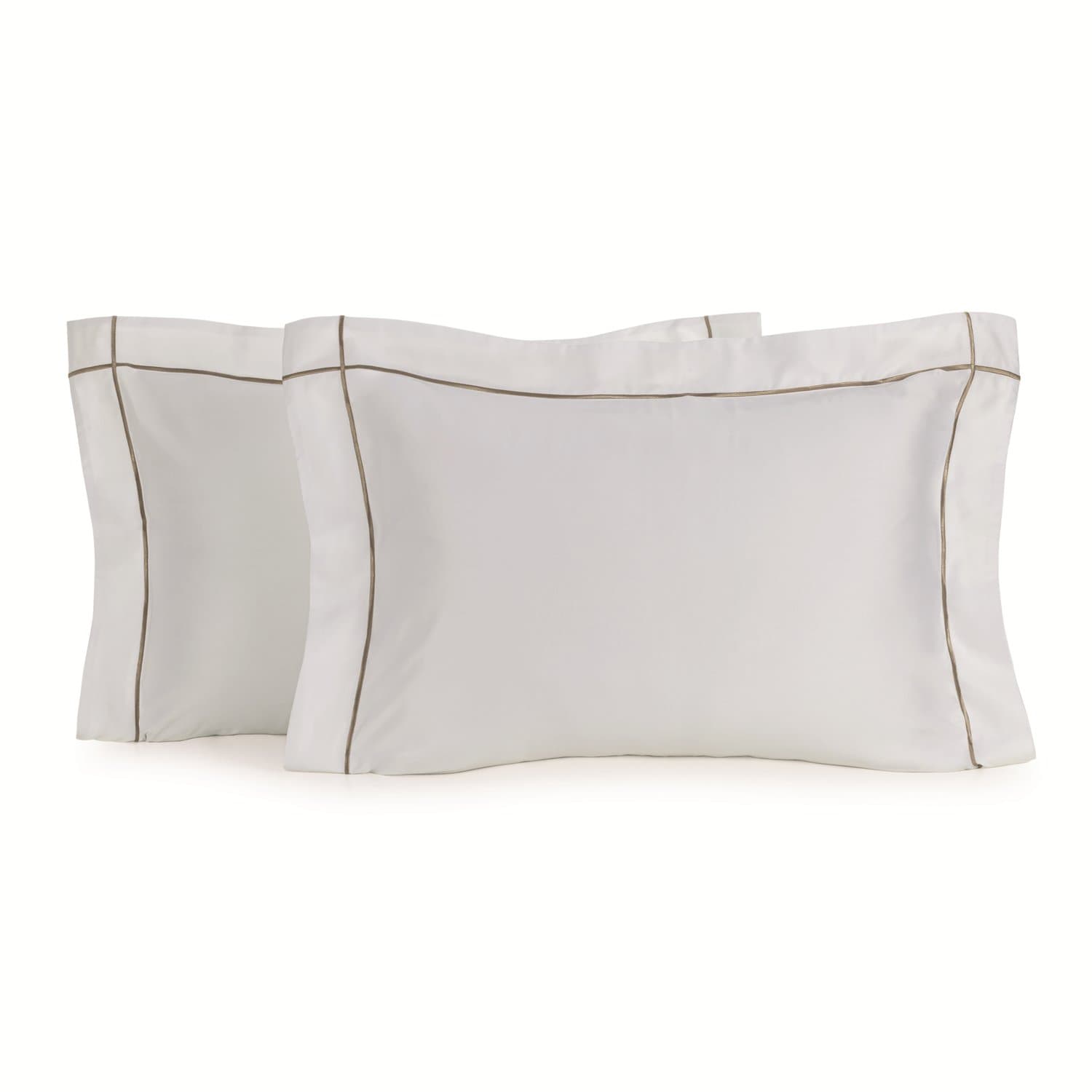 Jogo 2 Fronhas Girelli Bambu 300 Fios Trussardi Branco e Nocciola 50cm x 70cm