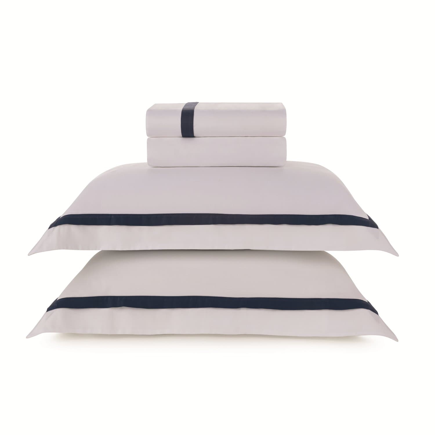 Jogo Cama Casal Vercelli 300 Fios Trussardi Branco e Azul Siciliano 220cm x 280cm