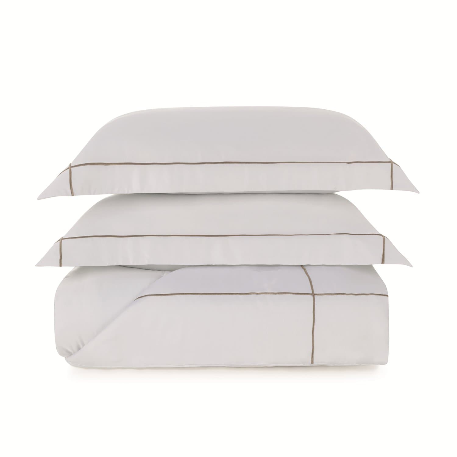 Jogo Colcha Queen Girelli Bambu 300 Fios Trussardi Branco e Nocciola 260cm x 280cm
