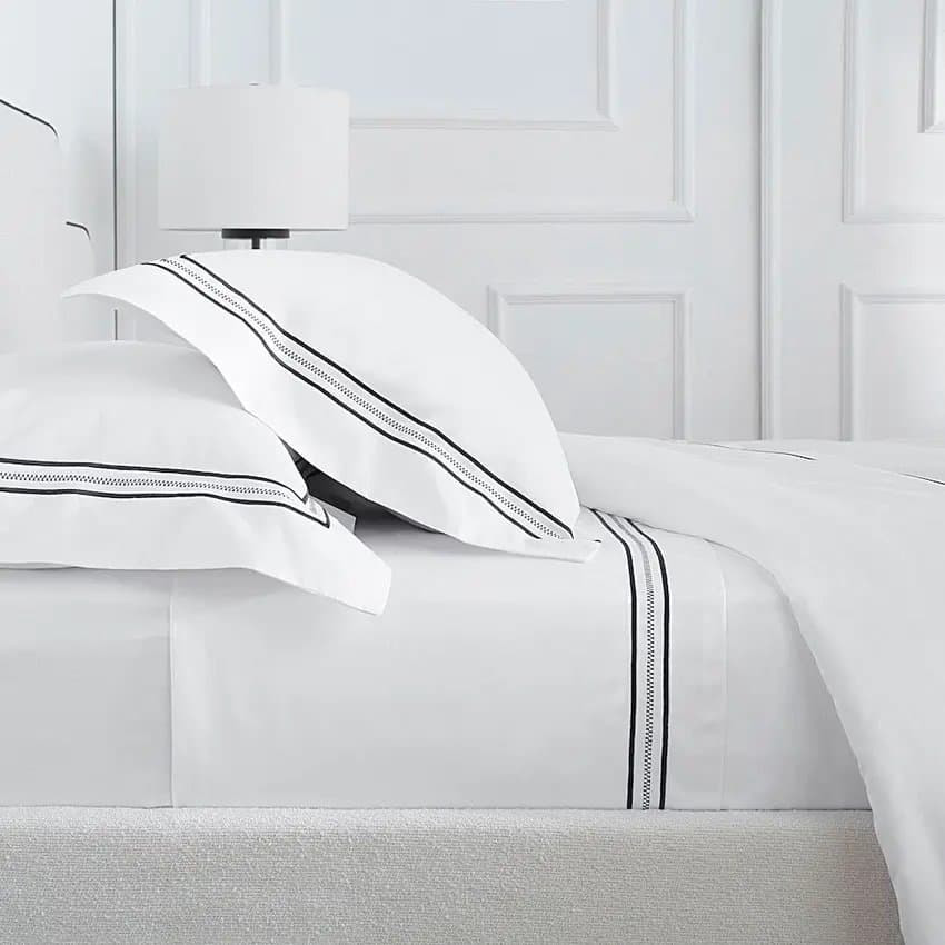 Jogo De Cama Queen Trento 800 Fios Buddemeyer Luxus Branco/Borda Azul 2,60 x 2,90 m
