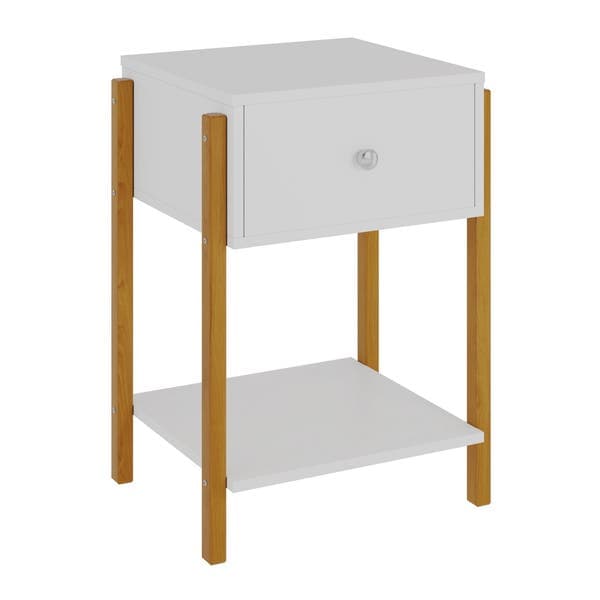 Mesa de Cabeceira 63x44x39cm MDF Branco com Gaveta Monica Astral Design