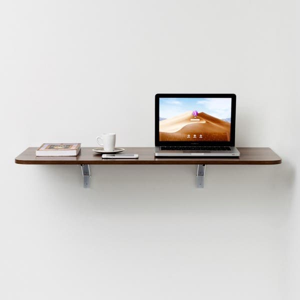 Mesa Dobrável Premium de Parede com Cantos Arredondados 80x40cm Castanho MDP Bemfixa