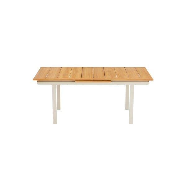 Mesa para Jardim Extensível Rentangular Alumínio 100x187/240cm Bege com Efeito Amadeirado de 6 a 10 Lugares Naterial